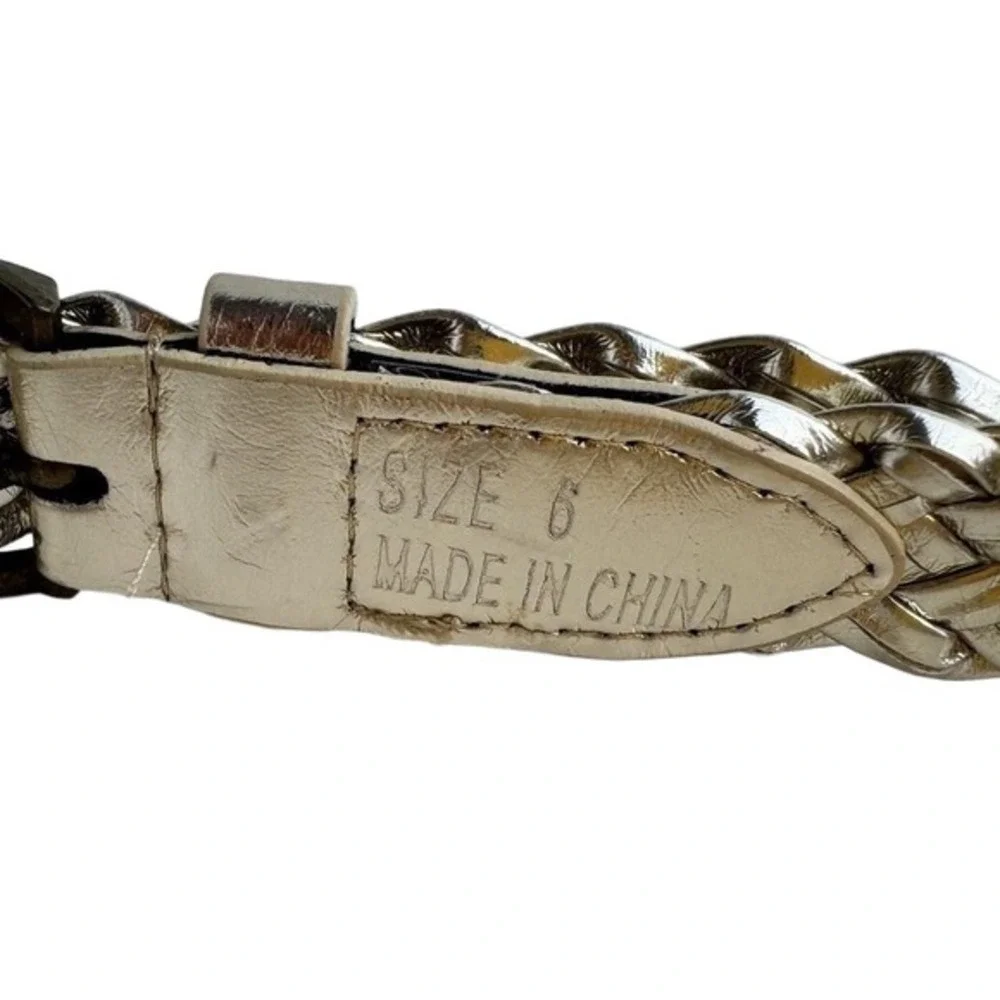 Vintage Braided Metallic‎ Gold Belt Woven Skinny Waist Belt 6 Party Chic 47-90